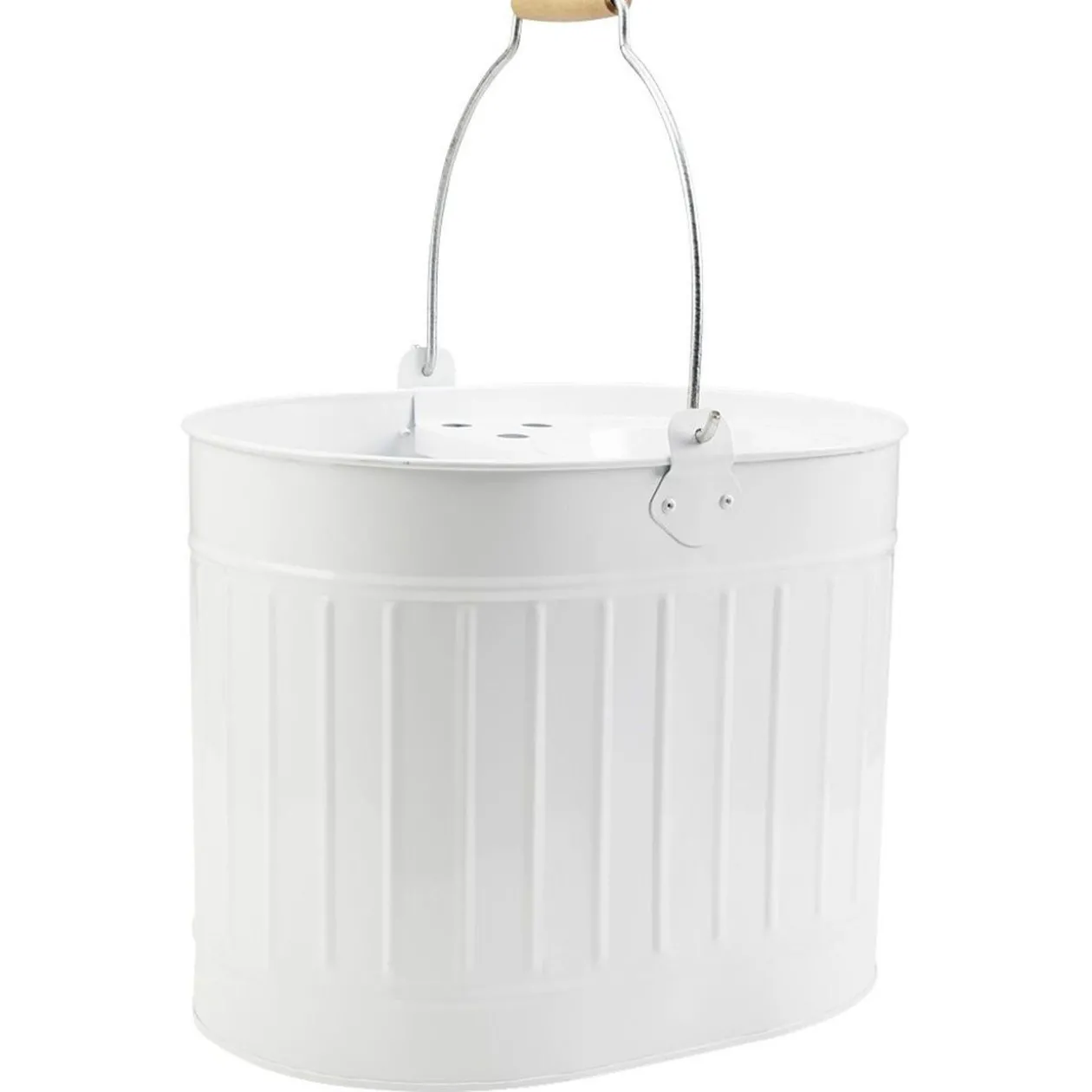 Seau essoreur vintage métal et bois anti corrosion 14L