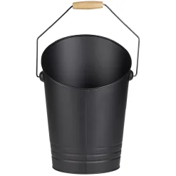 Seau et pelle à cendres acier et bois noir