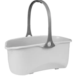 Seau rectangulaire en plastique blanc et gris