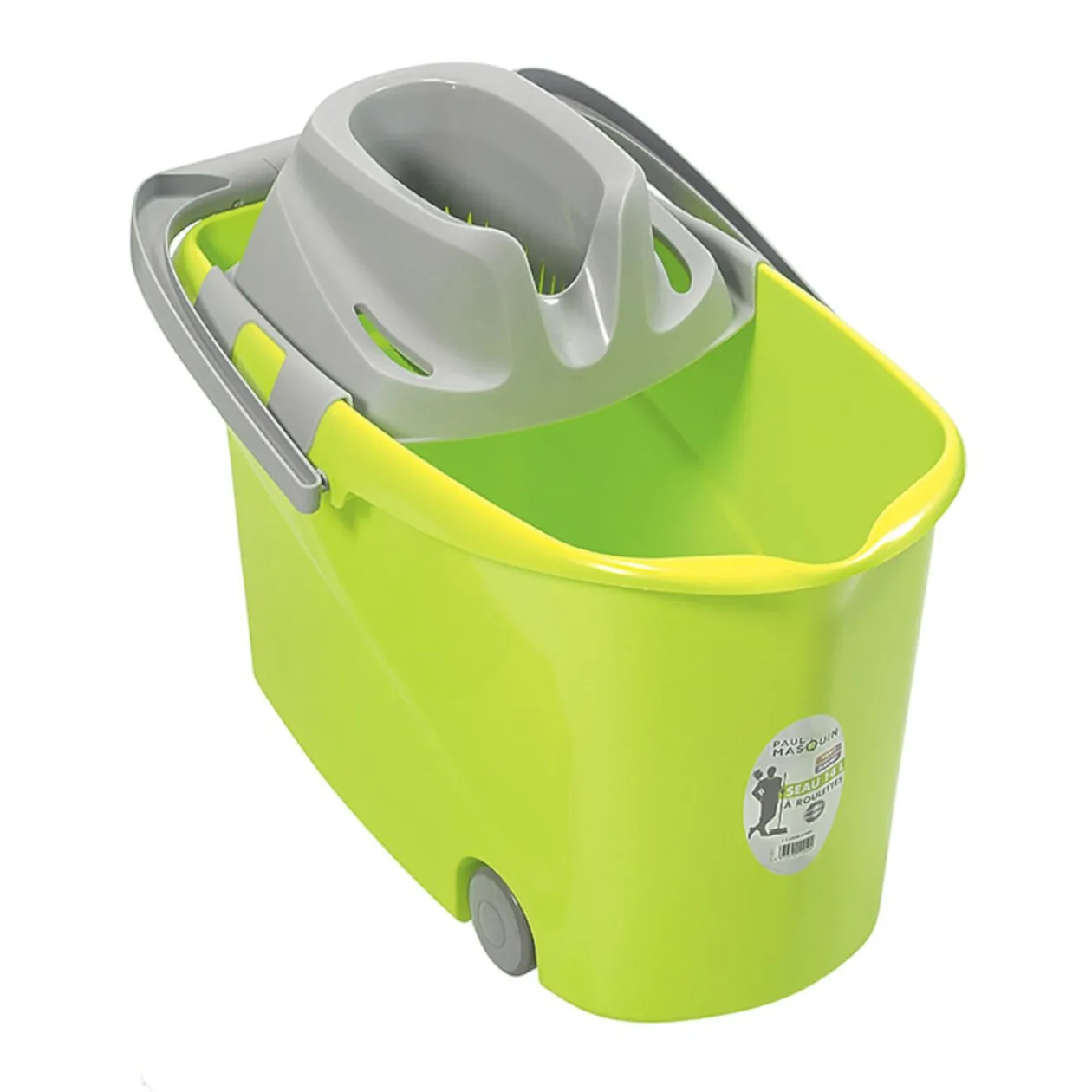 Seau Wash Easy à roulettes Paul Masquin vert et gris