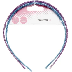 Serre tête glitter prune&bleu polyester x2