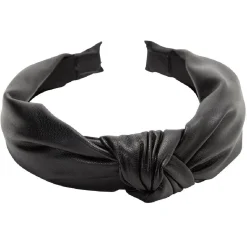 Serre tête gros noeud simili cuir noir