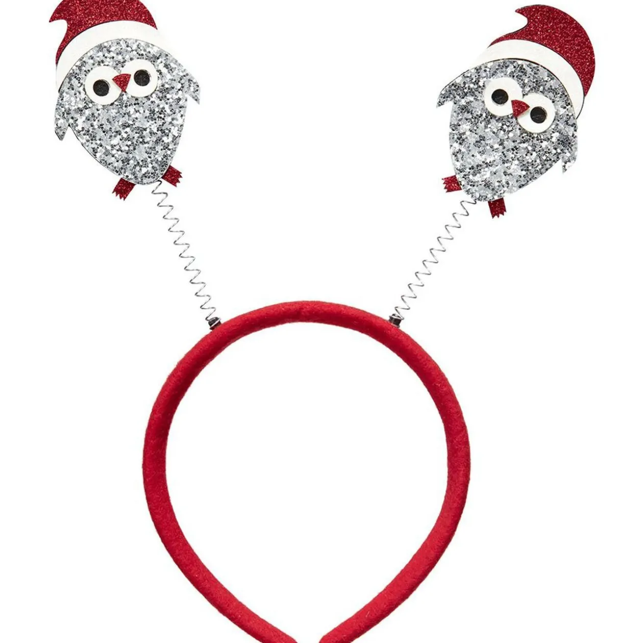 Serre tête Noël design pingouin rouge et argenté