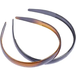 Serre tête plastique noir et marron x2