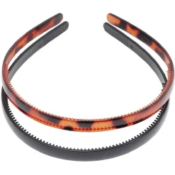 Serre tête plastique noir et marron x2