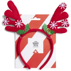 Serre tête renne à grelots rouge et blanc