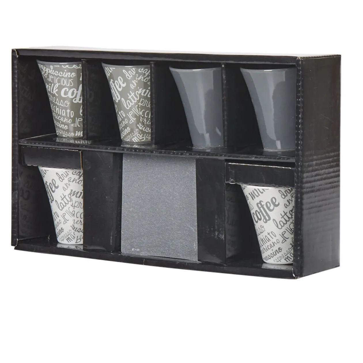 Service à café faïence ardoise gris blanc 6 personnes