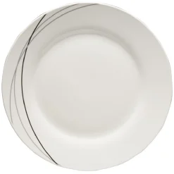 Service à vaisselle blanc lignes courbées noires et grises 8 pièces