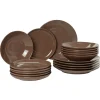 Service à vaisselle marron en faïence 18 pièces