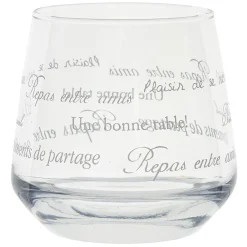 Service à verre transparent avec inscriptions phrases x12