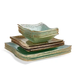 Service vaisselle doré transparent 18 pièces