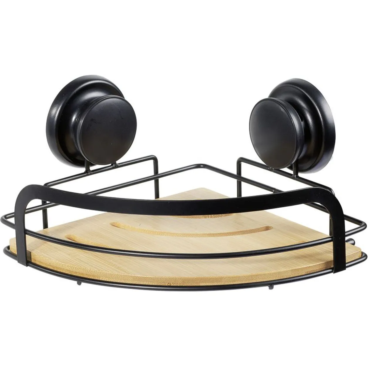 Serviteur de douche d'angle bambou et métal noir