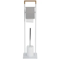 Serviteur WC blanc et couleur bois