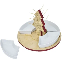 Set apéritif plateau bambou sapin Noël et coupelle x4