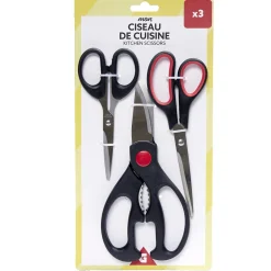 Set ciseaux de cuisine x3