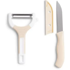 Set couteau et éplucheur inox et plastique - 3 modèles