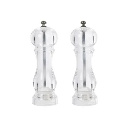 Set de 2 moulins poivre et sel gris transparent