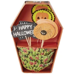 Set de caissettes à muffin + piques décor Halloween - 24 pièces