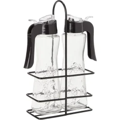 Set huile et vinaigre en verre relief fleur Ø5xH20cm