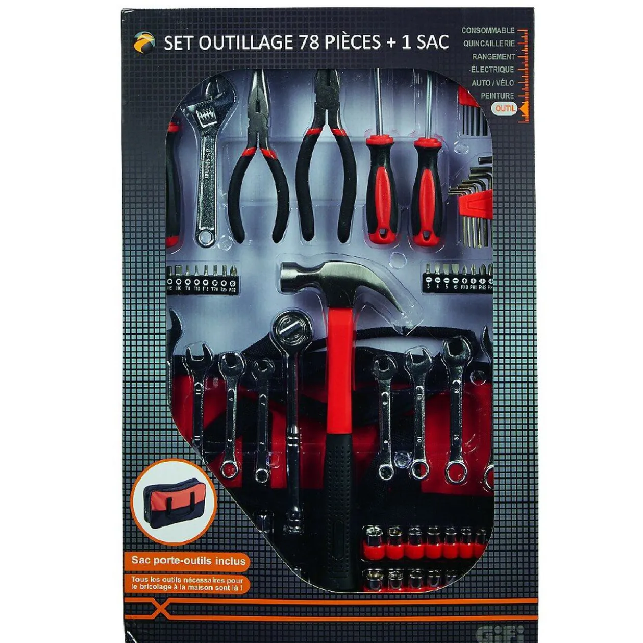 Set outils de bricolage 78 pièces