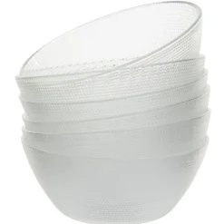 Set saladier avec coupelles x6 verre transparent martelé