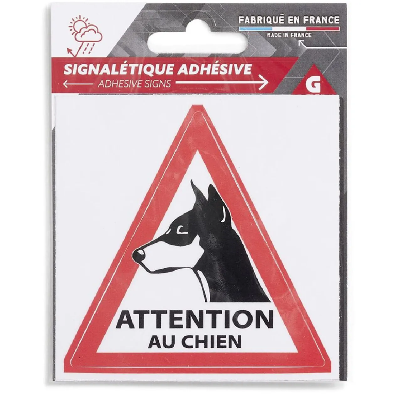 Signalétique adhésive "Attention au chien" - 8x8 cm