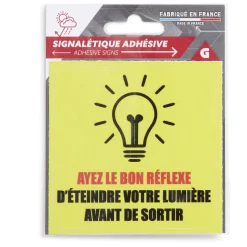 Signalétique adhésive "Bon réflexe lumière" - 8x8 cm