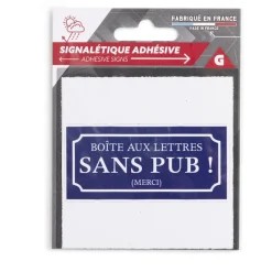 Signalétique adhésive "Boîte aux lettres sans pub" - Bleu, 8x8 cm