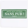 Signalétique adhésive "Boîte aux lettres sans pub" - Vert, 8x8 cm