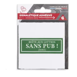 Signalétique adhésive "Boîte aux lettres sans pub" - Vert, 8x8 cm