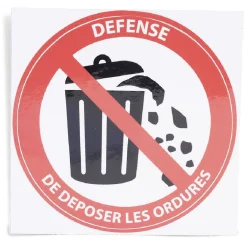 Signalétique adhésive "Défense de déposer les ordures" - 8x8 cm