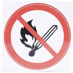 Signalétique adhésive "Flamme interdite" - 8x8 cm