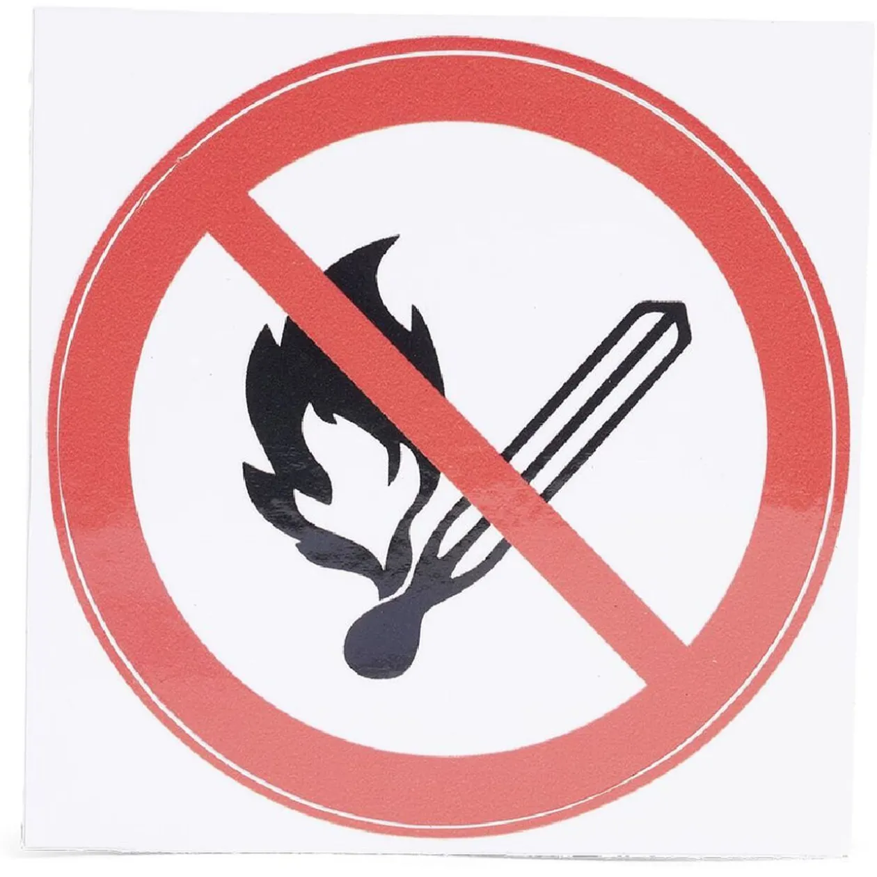 Signalétique adhésive "Flamme interdite" - 8x8 cm