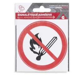 Signalétique adhésive "Flamme interdite" - 8x8 cm
