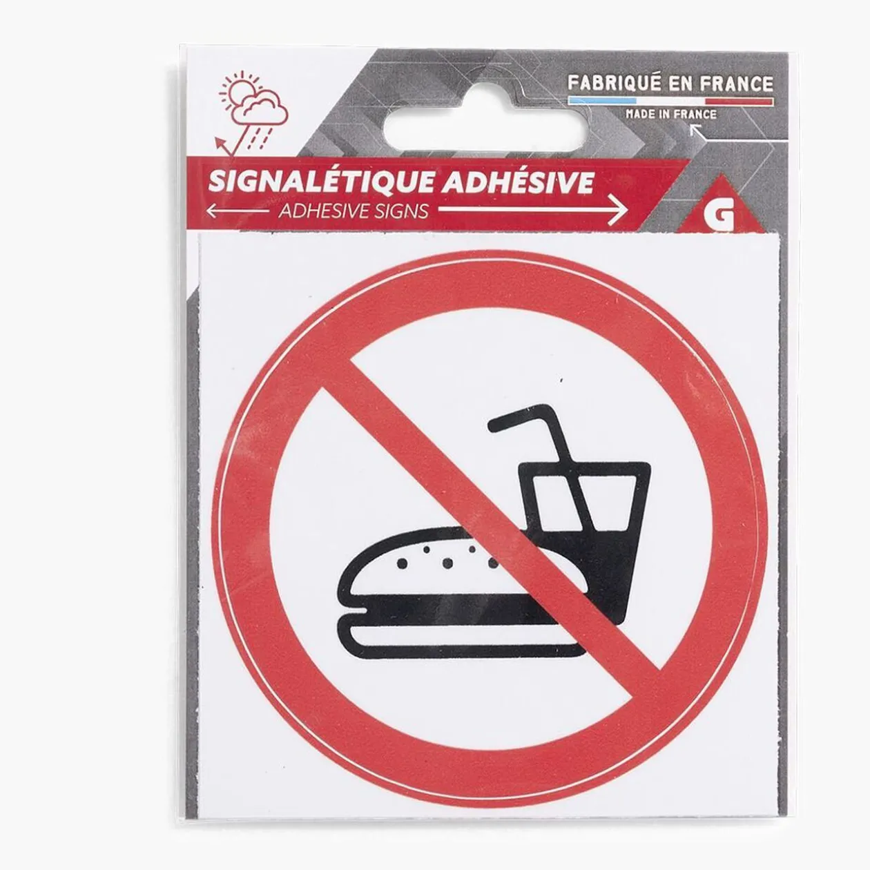 Signalétique adhésive "Interdiction de manger" - 8x8 cm