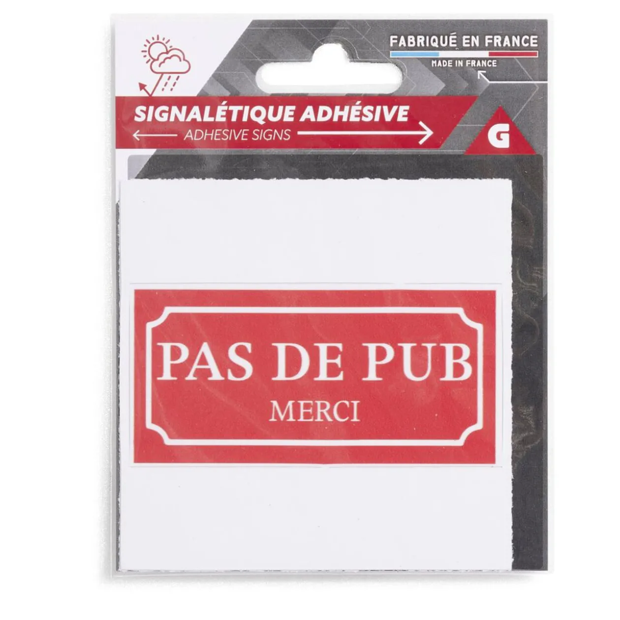 Signalétique adhésive "Pas de pub, merci" - 8x8 cm