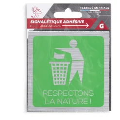 Signalétique adhésive "Respectons la nature" - 8x8 cm