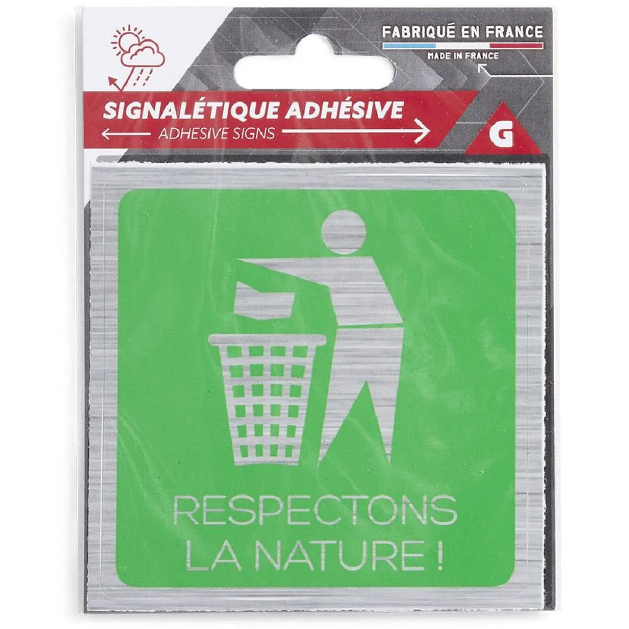 Signalétique adhésive "Respectons la nature" - 8x8 cm