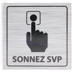 Signalétique adhésive "Sonnez svp" - 8x8 cm