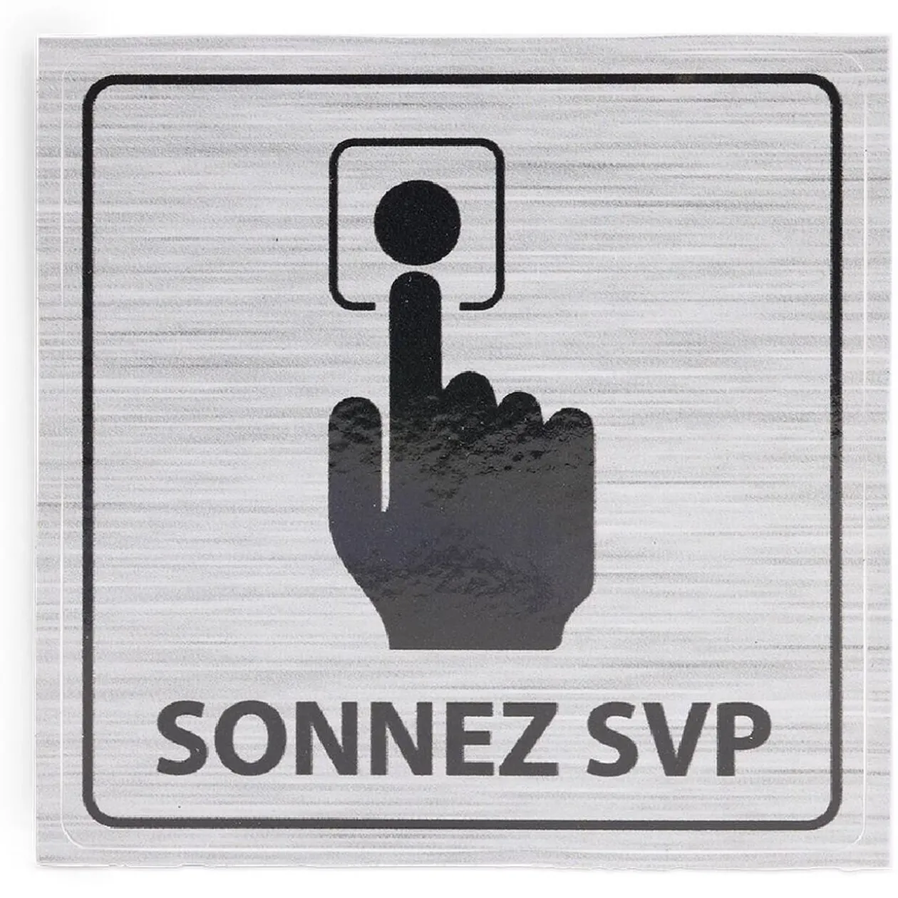 Signalétique adhésive "Sonnez svp" - 8x8 cm