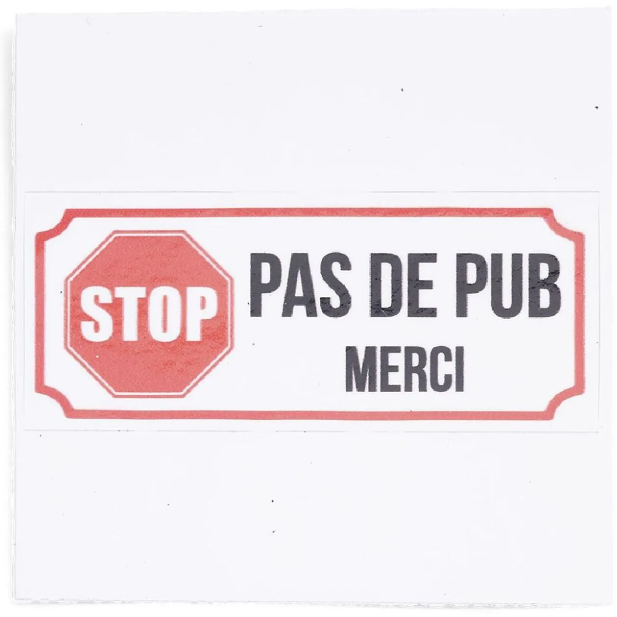 Signalétique adhésive "Stop, pas de pub" - 8x8 cm