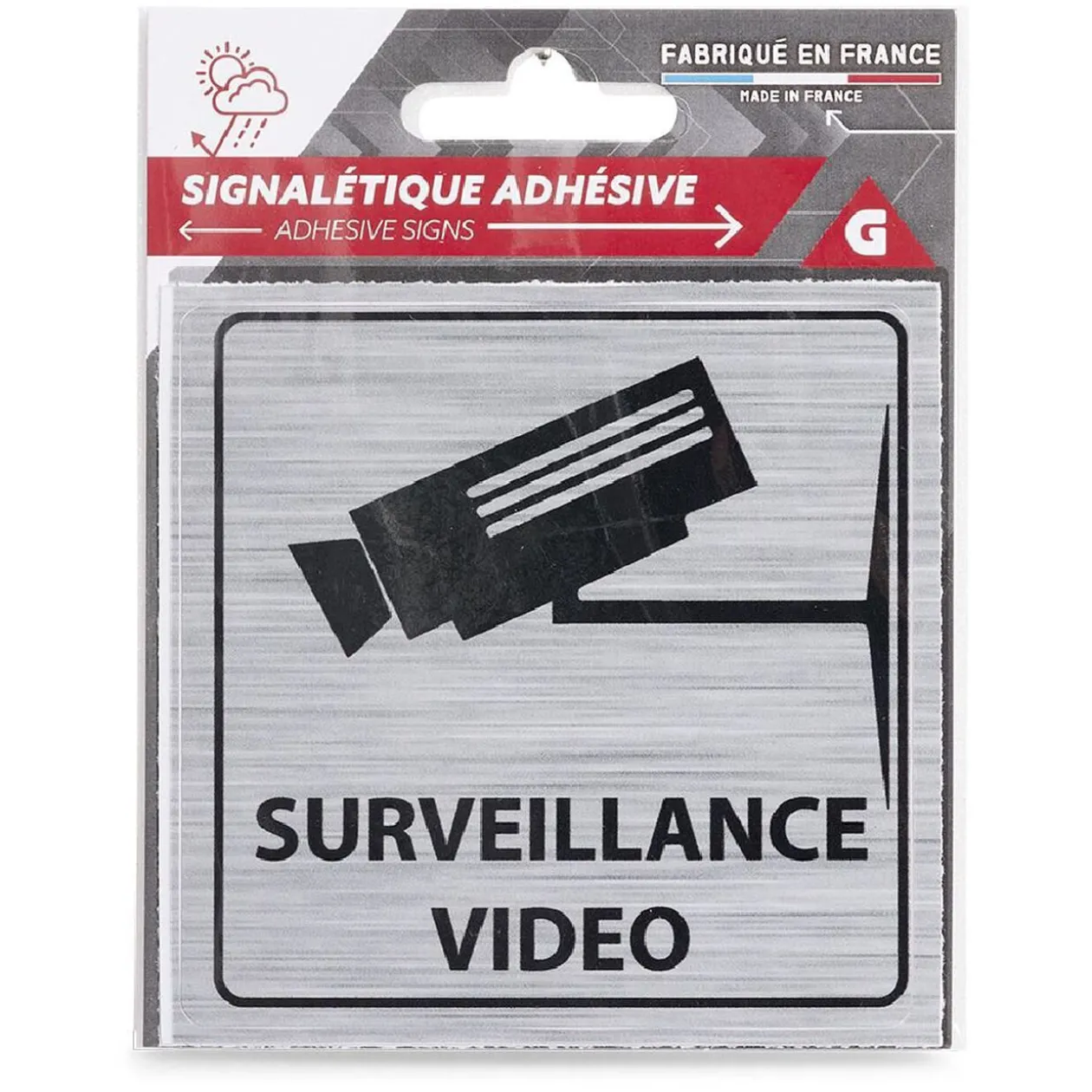 Signalétique adhésive "Surveillance vidéo" - 8x8 cm