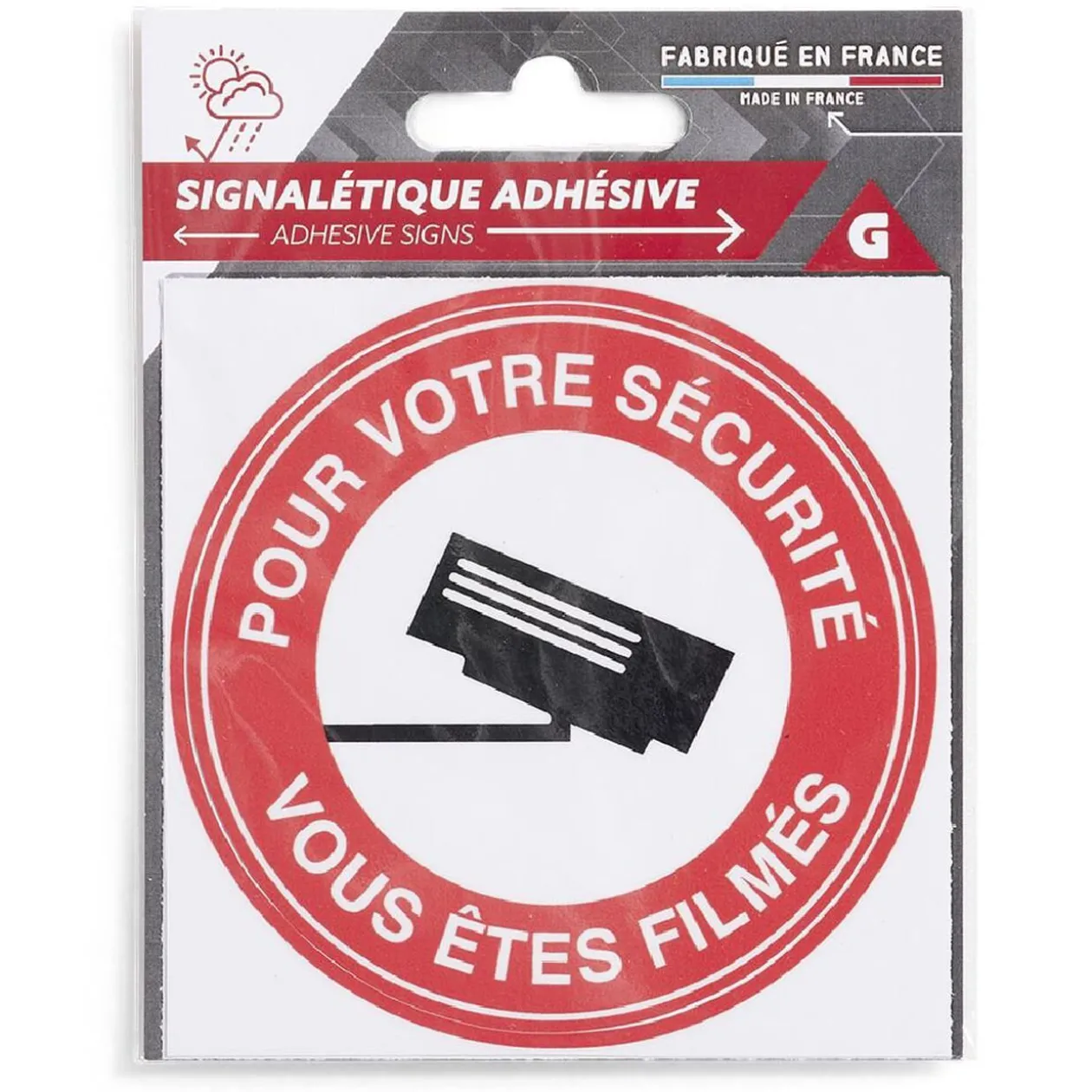 Signalétique adhésive "Surveillance vidéo, vous êtes filmés" - 8x8 cm