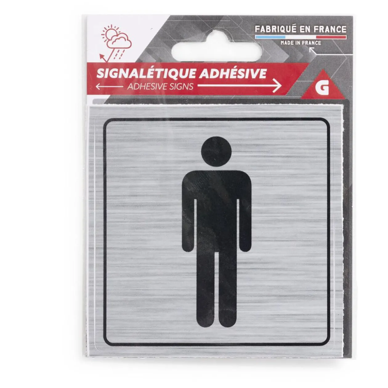Signalétique adhésive "WC homme" - 8x8 cm