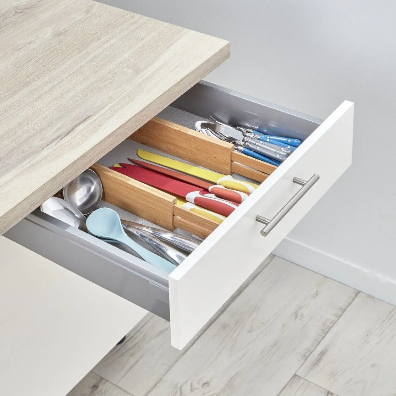 Séparateur extensible de tiroir bambou naturel x2