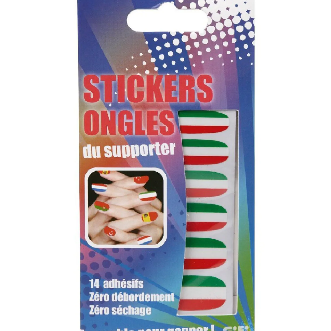 Sticker ongles tricolore supporter Italie x14