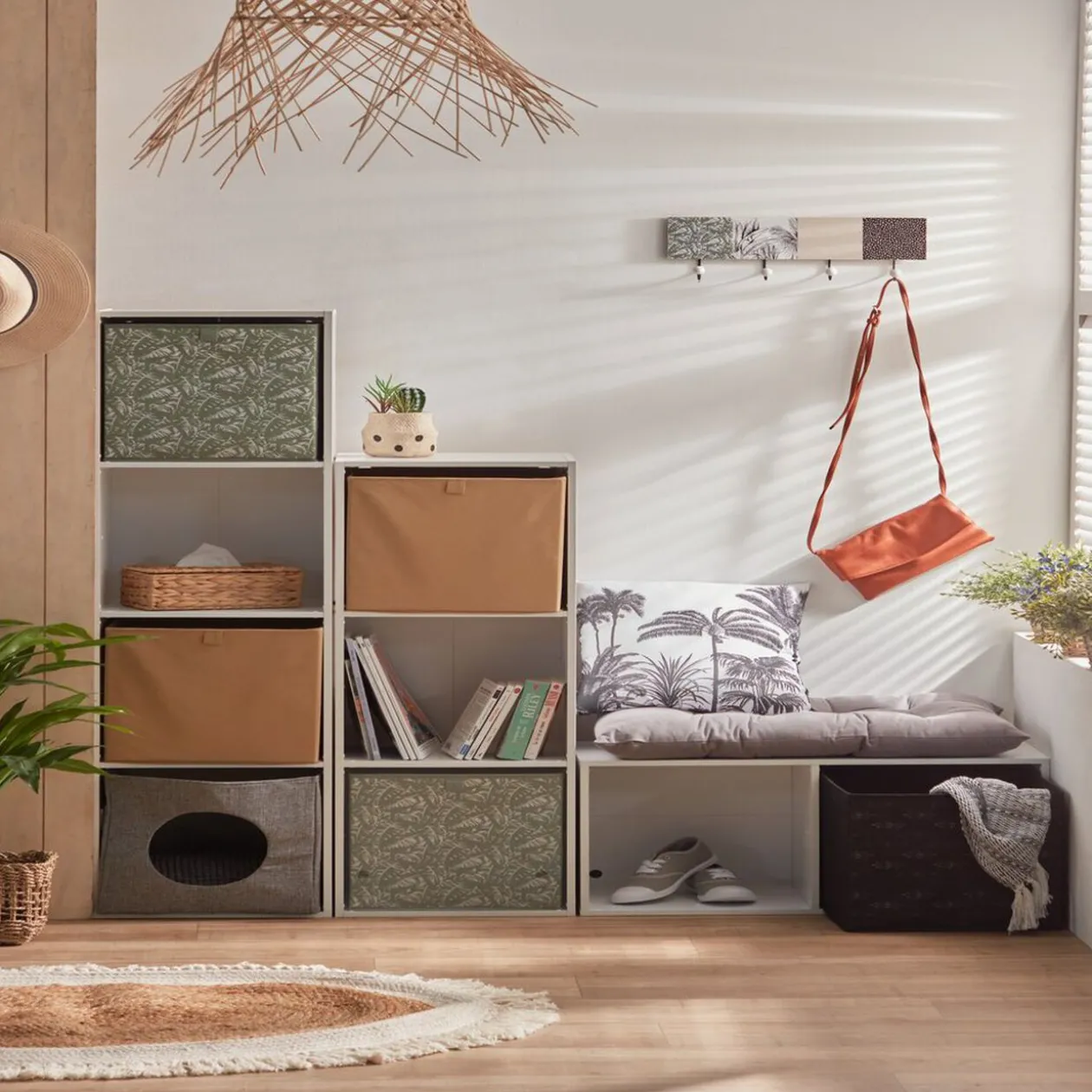 Structure Box Cube 2 cases 35,2x30x69,2cm bois blanc