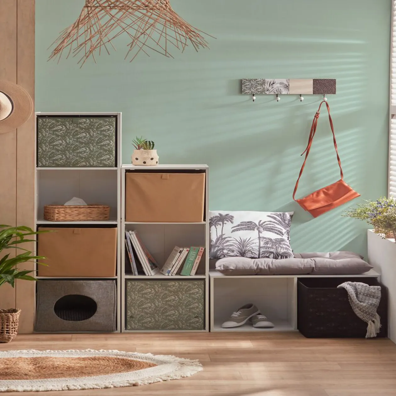 Structure Box Cube 4 cases 35,2x30xH.137,2cm bois blanc