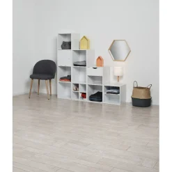 Structure Box Cube 4 cases 35,2x30xH.137,2cm bois blanc