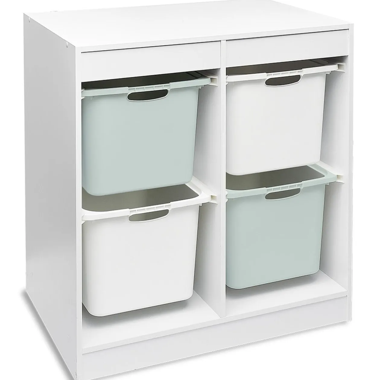 Structure de rangement carrée pour 4 bacs coulissants